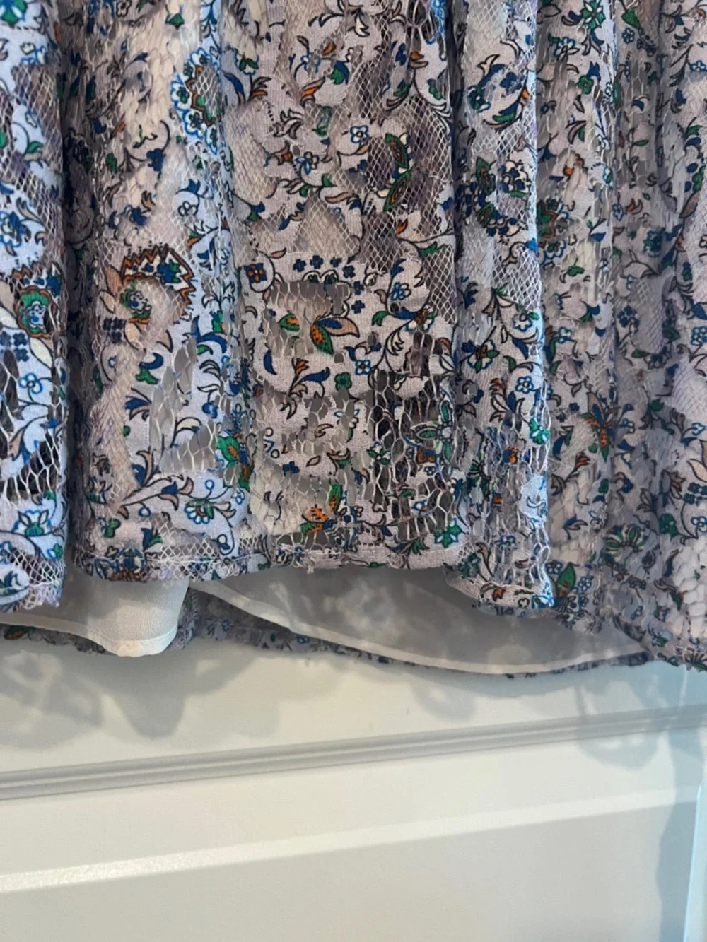 Tory Burch Blue Floral Puff-Sleeve Tunic